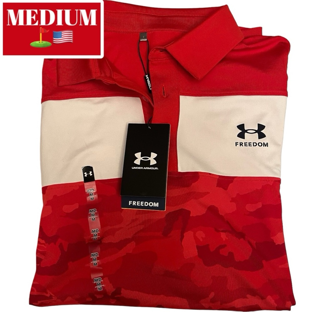 Mens Under Armour Playoff 3.0 Freedom Polo MD Mens UA Freedom Golf Polo camo RED